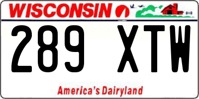 WI license plate 289XTW