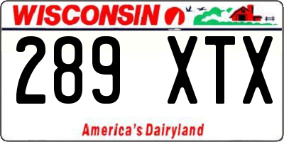 WI license plate 289XTX