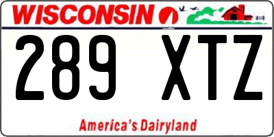 WI license plate 289XTZ