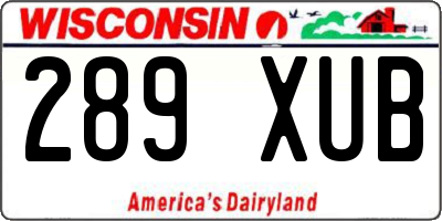WI license plate 289XUB