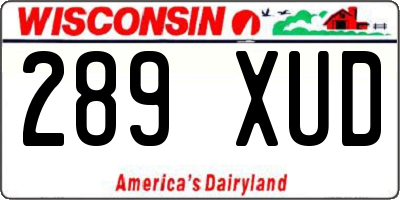WI license plate 289XUD