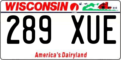 WI license plate 289XUE