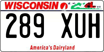 WI license plate 289XUH