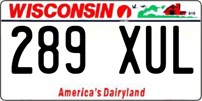 WI license plate 289XUL