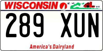 WI license plate 289XUN