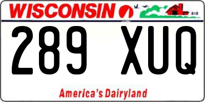 WI license plate 289XUQ