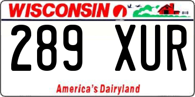 WI license plate 289XUR