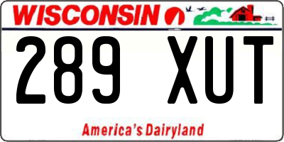 WI license plate 289XUT