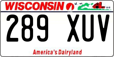 WI license plate 289XUV