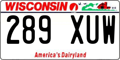 WI license plate 289XUW