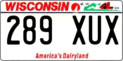 WI license plate 289XUX