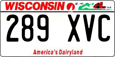 WI license plate 289XVC
