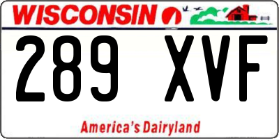 WI license plate 289XVF