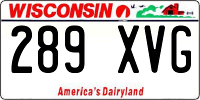 WI license plate 289XVG