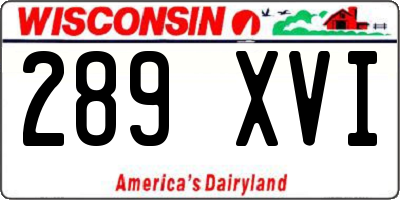 WI license plate 289XVI