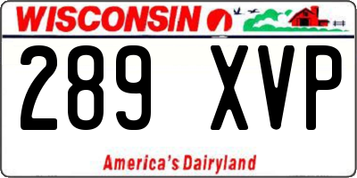 WI license plate 289XVP