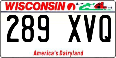 WI license plate 289XVQ
