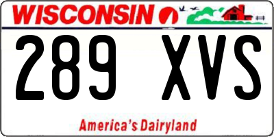 WI license plate 289XVS