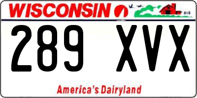 WI license plate 289XVX