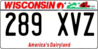 WI license plate 289XVZ