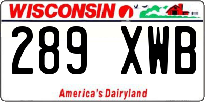 WI license plate 289XWB