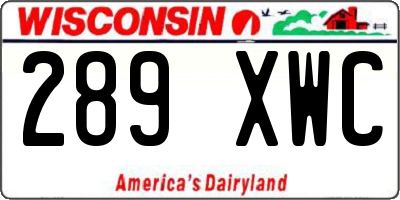 WI license plate 289XWC