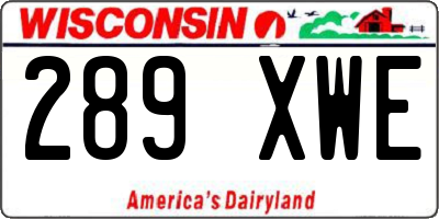 WI license plate 289XWE