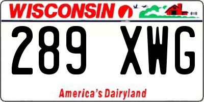 WI license plate 289XWG