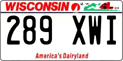 WI license plate 289XWI