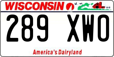 WI license plate 289XWO