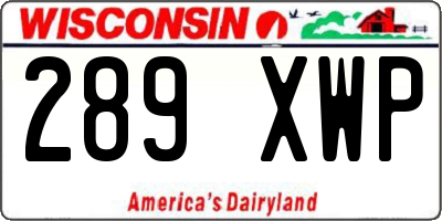 WI license plate 289XWP