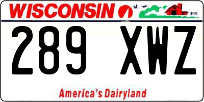 WI license plate 289XWZ