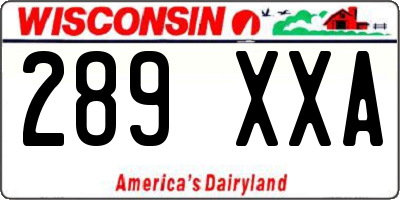 WI license plate 289XXA
