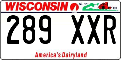 WI license plate 289XXR