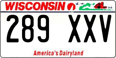 WI license plate 289XXV