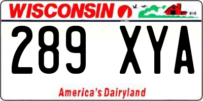 WI license plate 289XYA