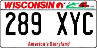WI license plate 289XYC