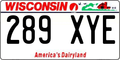 WI license plate 289XYE