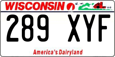 WI license plate 289XYF