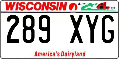 WI license plate 289XYG