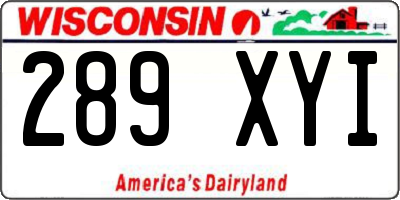 WI license plate 289XYI