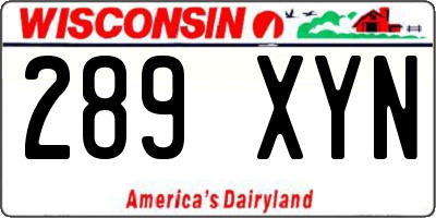 WI license plate 289XYN