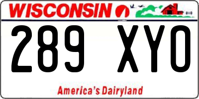 WI license plate 289XYO
