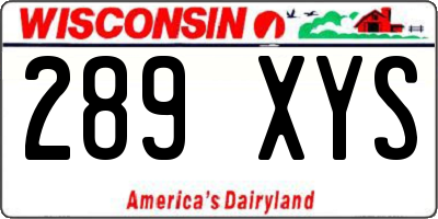 WI license plate 289XYS