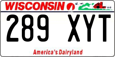 WI license plate 289XYT