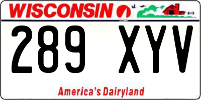 WI license plate 289XYV