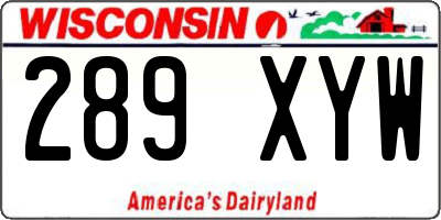 WI license plate 289XYW