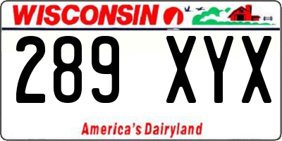WI license plate 289XYX