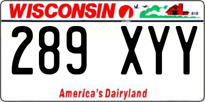 WI license plate 289XYY