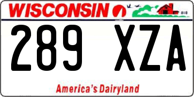 WI license plate 289XZA